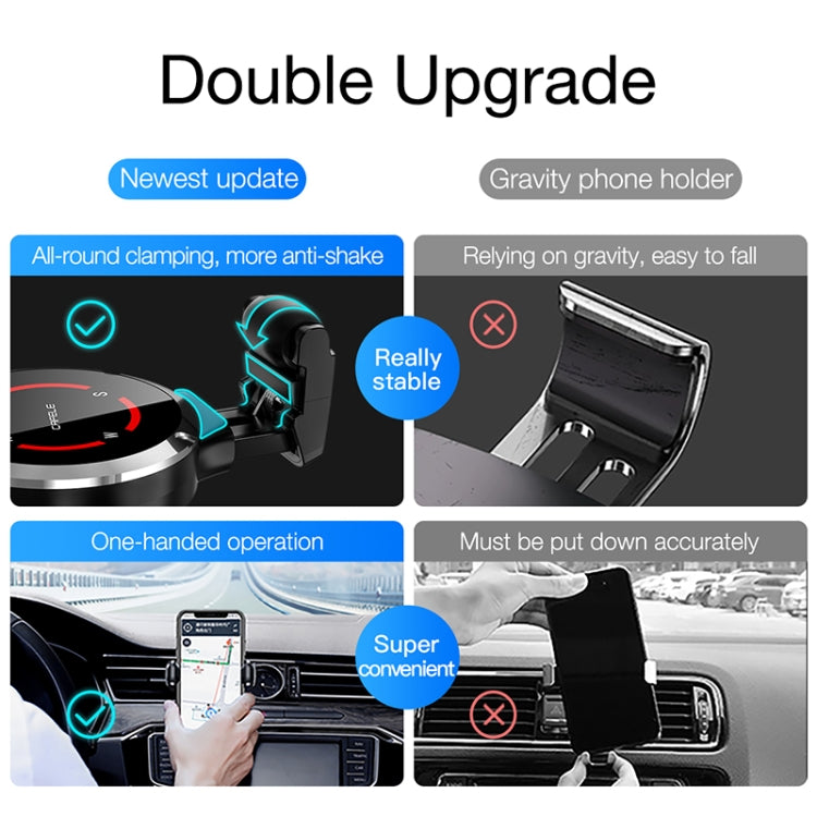 CAFELE Lock Series Horizontal and Vertical Screen Universal Version Aluminum Alloy Rotatable Mute Air Outlet Car Memory Spring Bracket Mobile Phone Holder Suitable for 4.5-6.5 inch Mobile Phone(Black)
