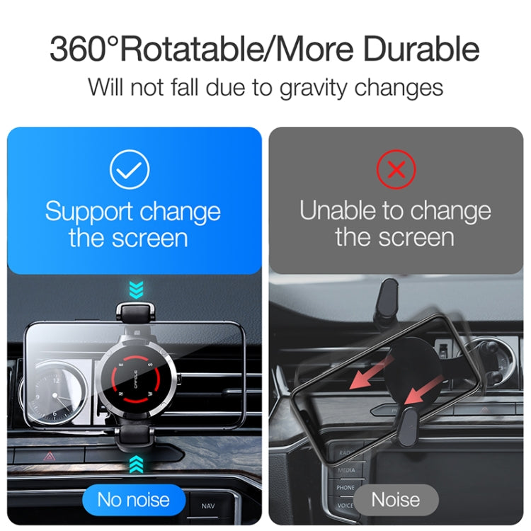 CAFELE Lock Series Horizontal and Vertical Screen Universal Version Aluminum Alloy Rotatable Mute Air Outlet Car Memory Spring Bracket Mobile Phone Holder Suitable for 4.5-6.5 inch Mobile Phone(Black)