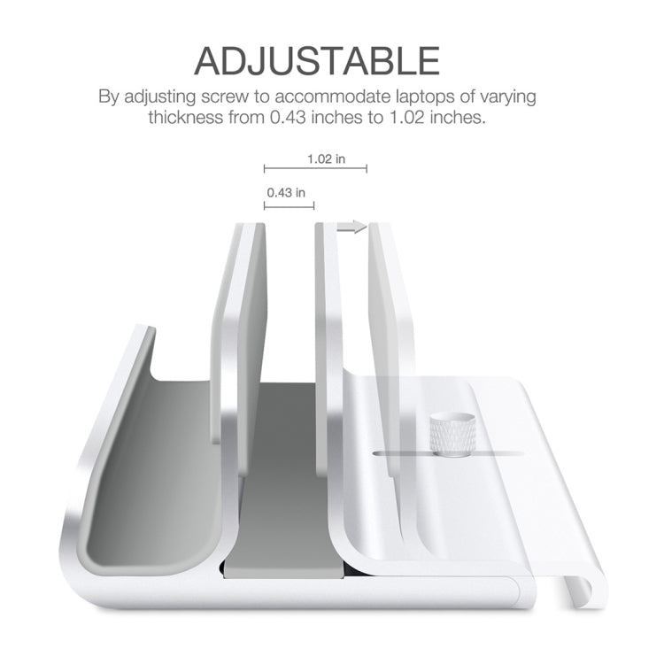 Bestand Aluminum Alloy Adjustable Laptop Vertical Stand Double Slots Cooling Holder (Silver)