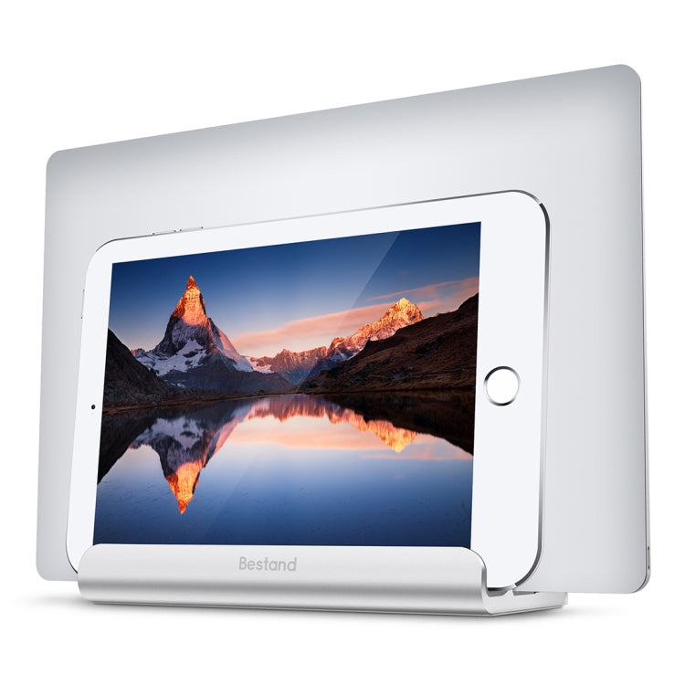 Bestand Aluminum Alloy Adjustable Laptop Vertical Stand Double Slots Cooling Holder (Silver)