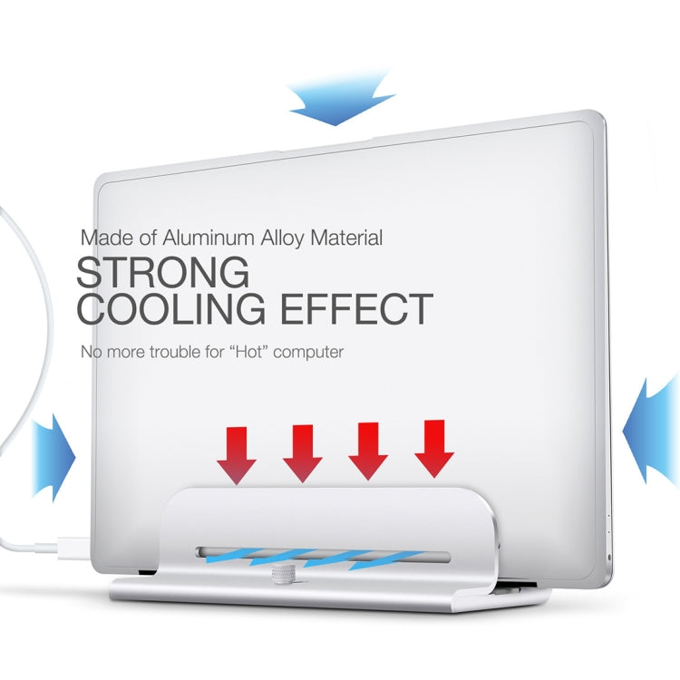 Bestand Aluminum Alloy Adjustable Laptop Vertical Stand Double Slots Cooling Holder (Silver)