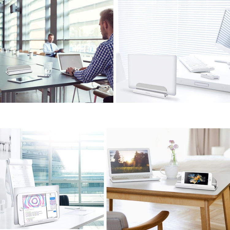 Bestand Aluminum Alloy Adjustable Laptop Vertical Stand Double Slots Cooling Holder (Silver)