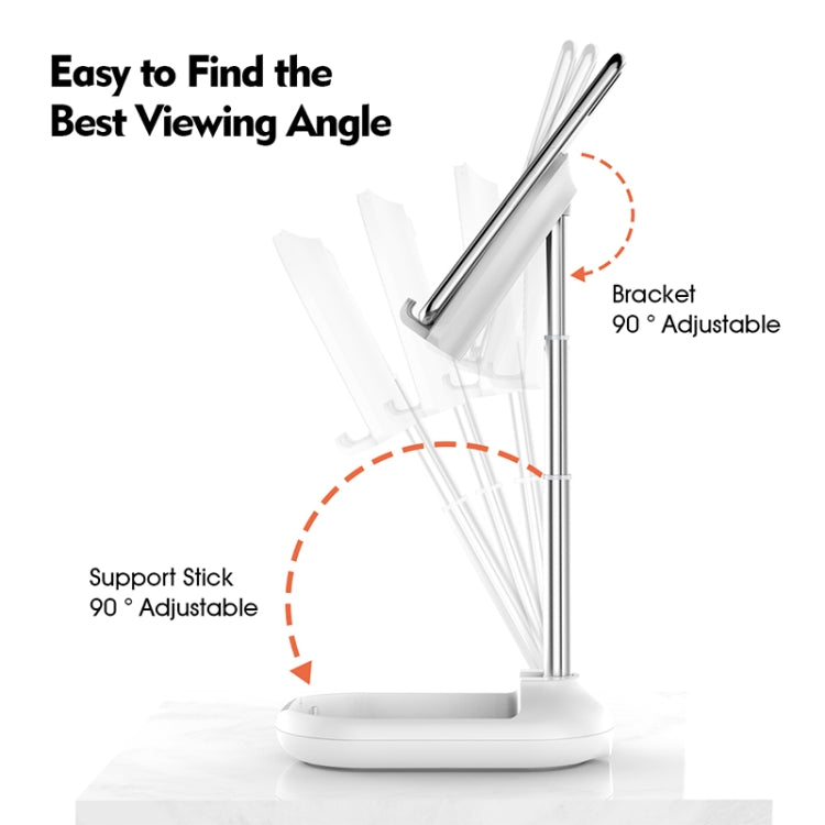 Licheers LC-345 Retractable Folding Desktop Stand Suitable for Mobile Phones / Tablets within 12.9 inches(White)