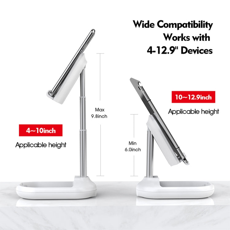 Licheers LC-345 Retractable Folding Desktop Stand Suitable for Mobile Phones / Tablets within 12.9 inches(White)