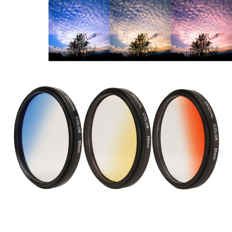 Universal Phone Lens 0.7X HD Super Wide Angle + Macro Lens + 55mm Lens Filter Kit (Blue + Yellow + Orange) with Clip, For iPhone, Samsung, HTC, Sony, Huawei, Xiaomi, Meizu