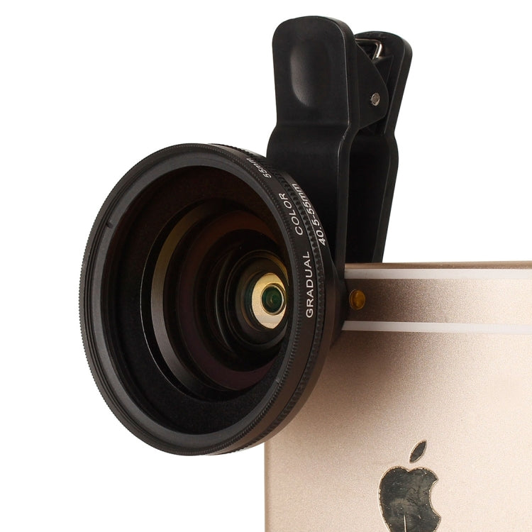 Universal Phone Lens 0.7X HD Super Wide Angle + Macro Lens + 55mm Lens Filter Kit (Blue + Yellow + Orange) with Clip, For iPhone, Samsung, HTC, Sony, Huawei, Xiaomi, Meizu