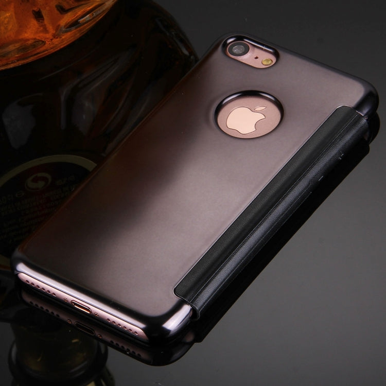 For  iPhone 8 & 7  Plating Mirror Horizontal Flip Leather Case