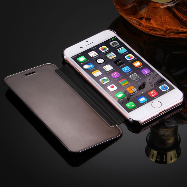 For  iPhone 8 & 7  Plating Mirror Horizontal Flip Leather Case
