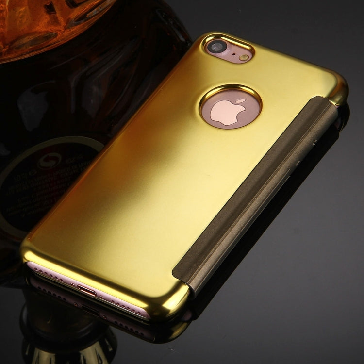 For  iPhone 8 & 7  Plating Mirror Horizontal Flip Leather Case