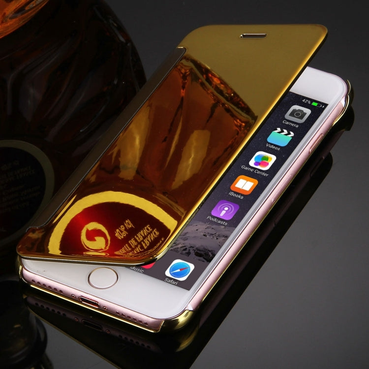 For  iPhone 8 & 7  Plating Mirror Horizontal Flip Leather Case