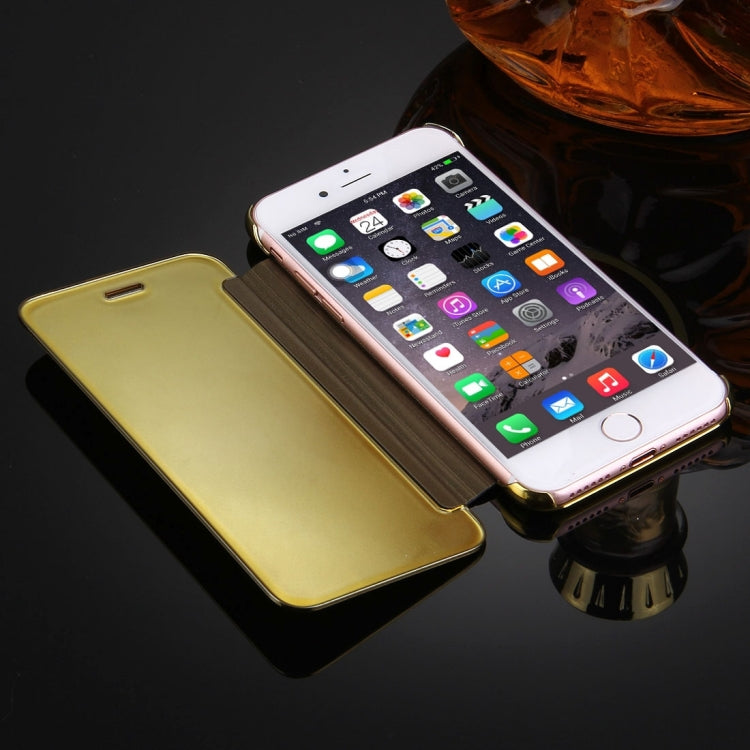 For  iPhone 8 & 7  Plating Mirror Horizontal Flip Leather Case