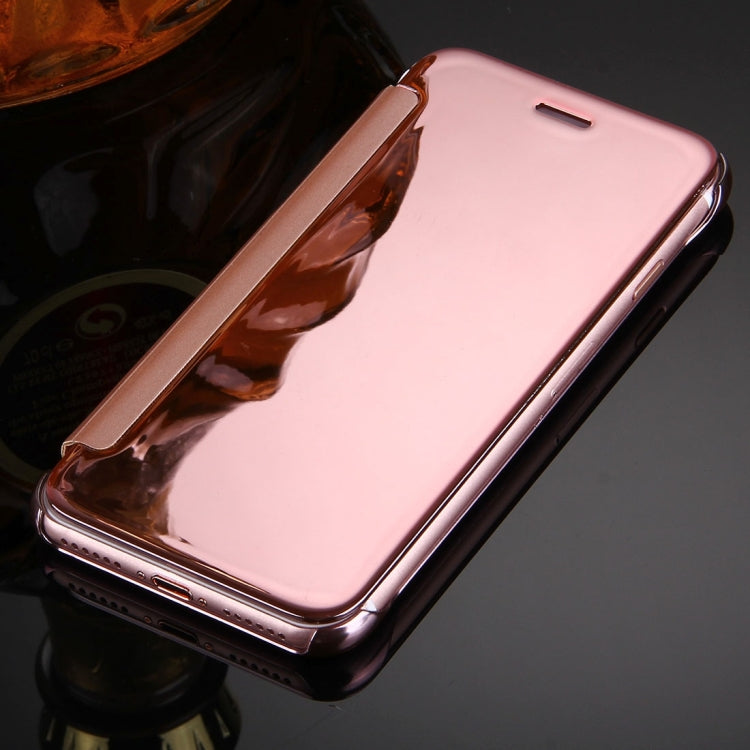 For  iPhone 8 & 7  Plating Mirror Horizontal Flip Leather Case