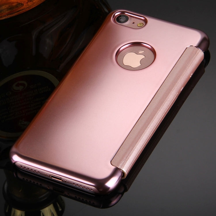 For  iPhone 8 & 7  Plating Mirror Horizontal Flip Leather Case