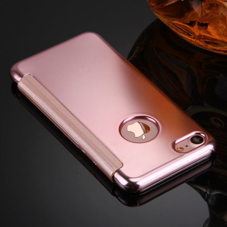 For  iPhone 8 & 7  Plating Mirror Horizontal Flip Leather Case