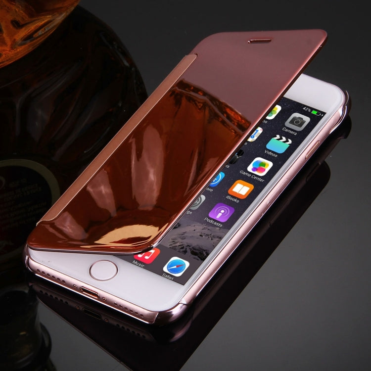 For  iPhone 8 & 7  Plating Mirror Horizontal Flip Leather Case