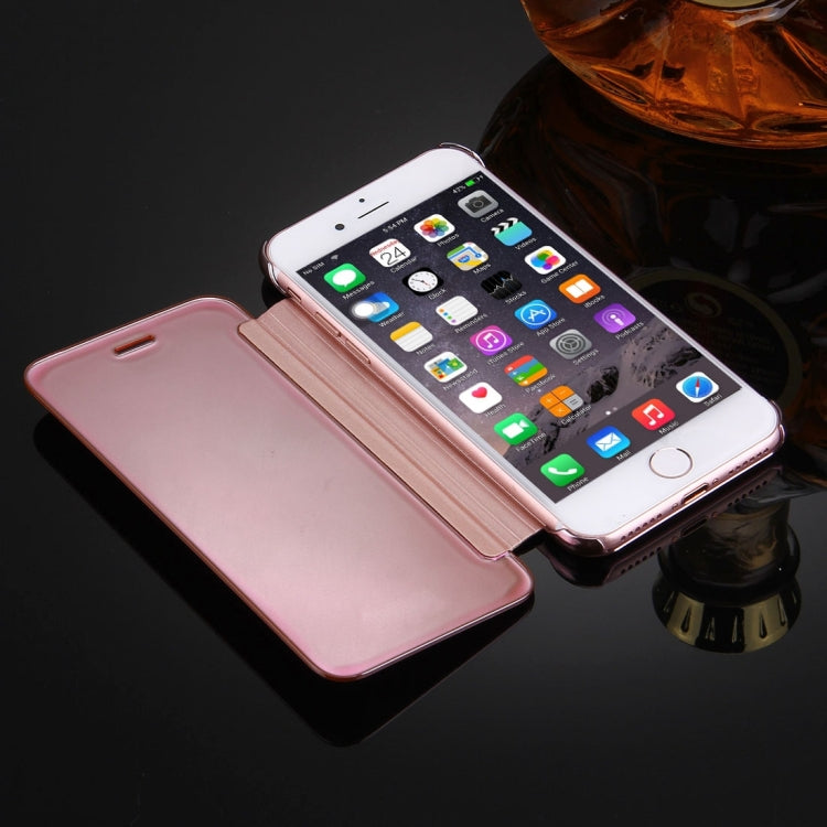 For  iPhone 8 & 7  Plating Mirror Horizontal Flip Leather Case