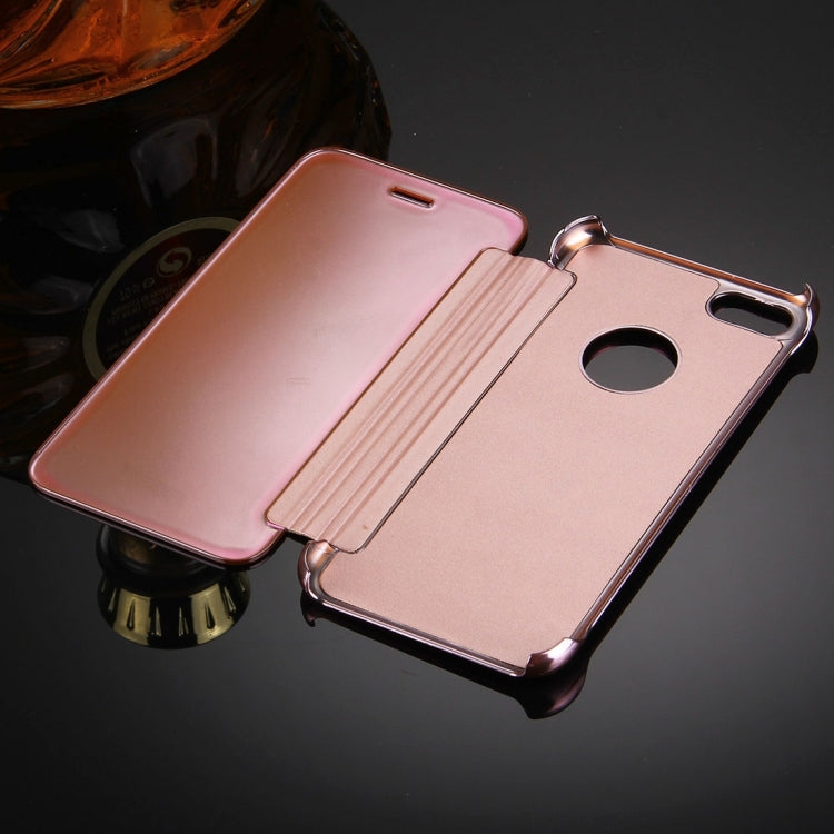 For  iPhone 8 & 7  Plating Mirror Horizontal Flip Leather Case