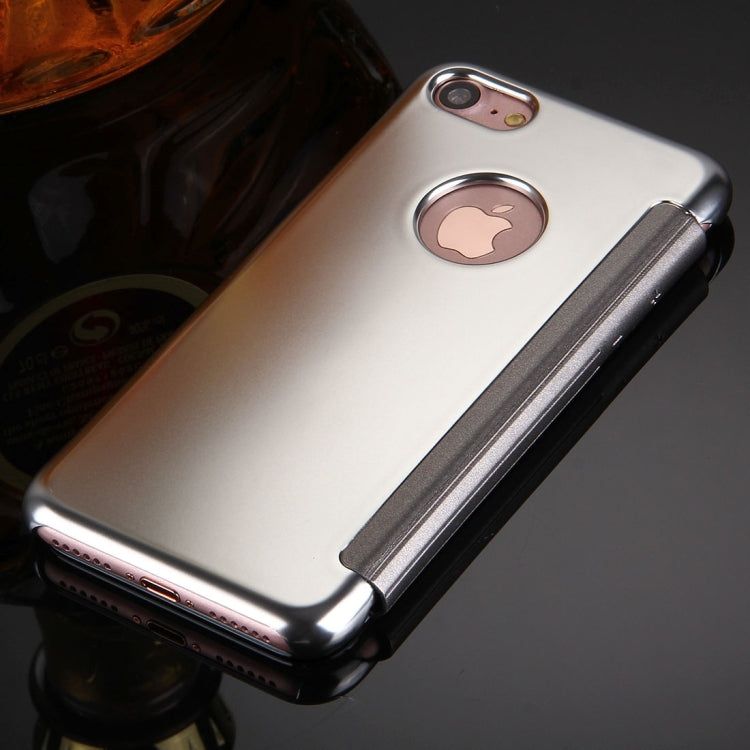 For  iPhone 8 & 7  Plating Mirror Horizontal Flip Leather Case