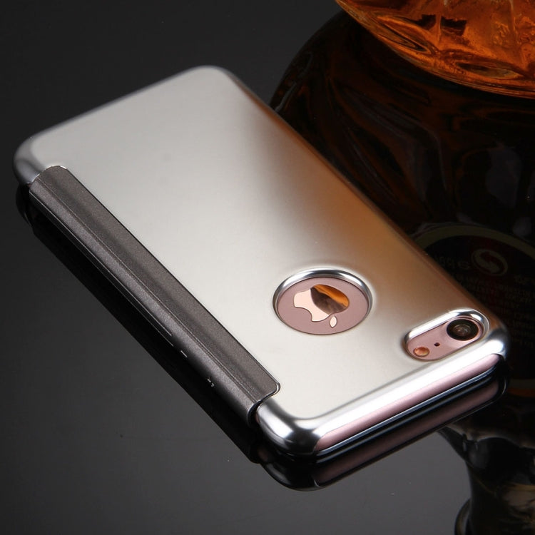 For  iPhone 8 & 7  Plating Mirror Horizontal Flip Leather Case