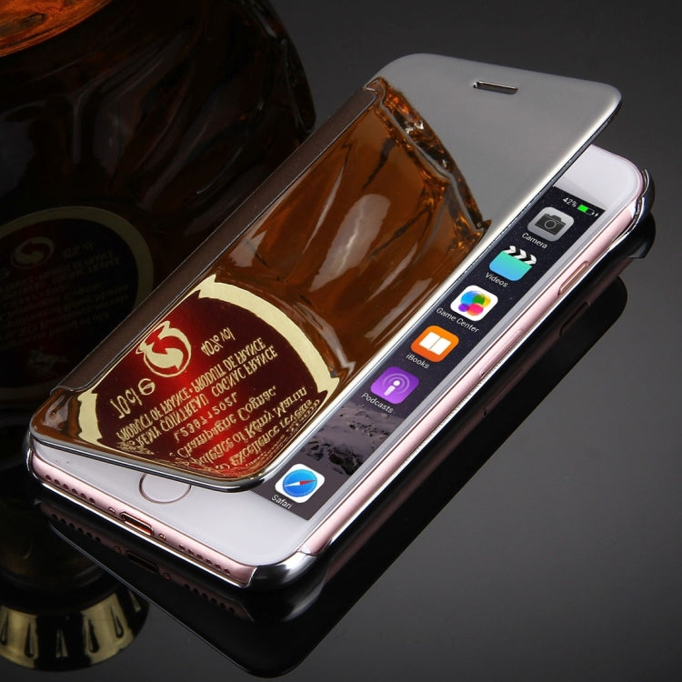 For  iPhone 8 & 7  Plating Mirror Horizontal Flip Leather Case
