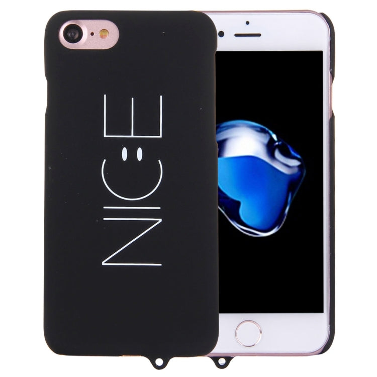 For  iPhone 8 & 7  Smiling Face NICE Words Pattern TPU Protective Cover Case with Lanyard Hole
