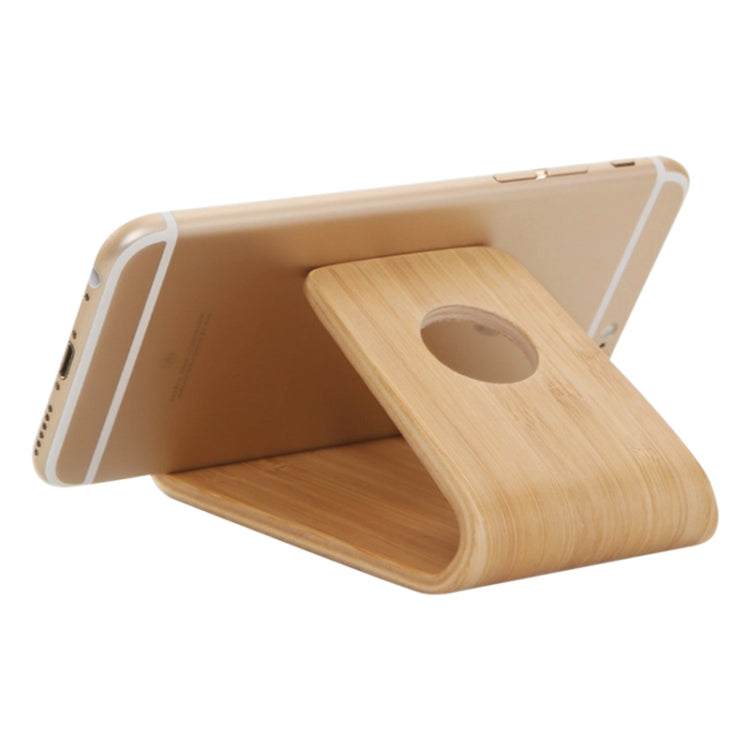 JS01 Wooden Desktop Phone Holder Universal Curved Wood Support Frame For Tablet Phones