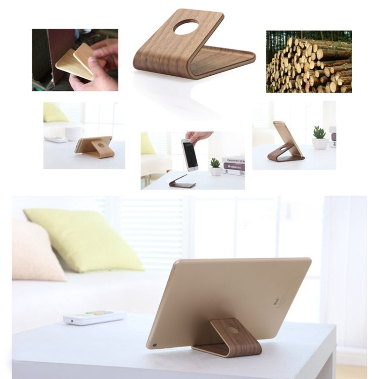 JS01 Wooden Desktop Phone Holder Universal Curved Wood Support Frame For Tablet Phones