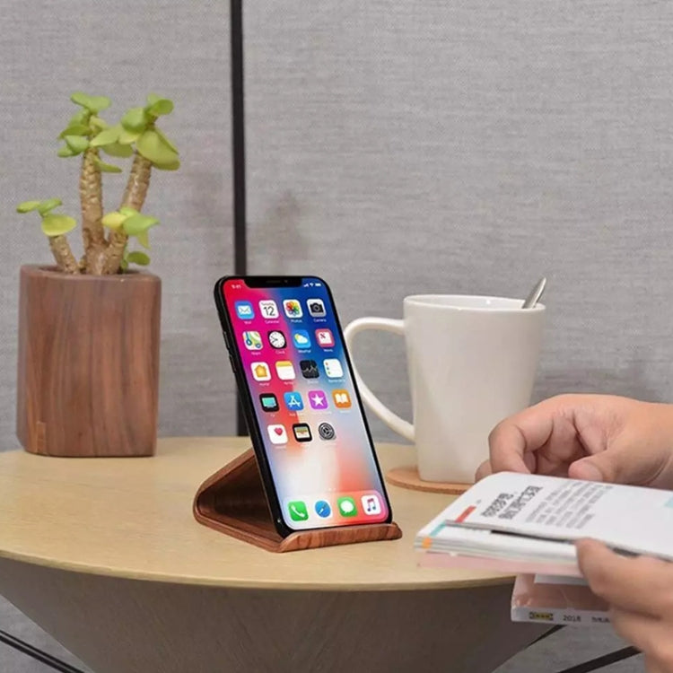 JS01 Wooden Desktop Phone Holder Universal Curved Wood Support Frame For Tablet Phones