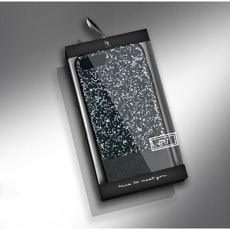 DZGOGO BLING Series for  iPhone 8 & 7  PU + TPU + PC Sequins Grind Arenaceous Protection Case(Black)