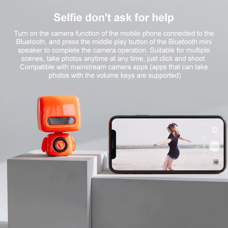 3life-349 3W Robot Shape Mini Bluetooth Speaker with Lanyard, Support Hands-free Call & Wireless Remote Control Selfie