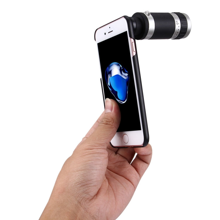 8X Zoom Lens Mobile Phone Telescope with PC Protective Case for iPhone 7(Black + Silver)