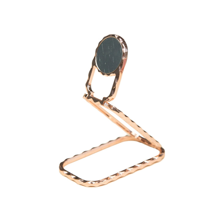 Zinc Alloy Double Ring Design Multi-function Folding Desktop Stand(Rose Gold)