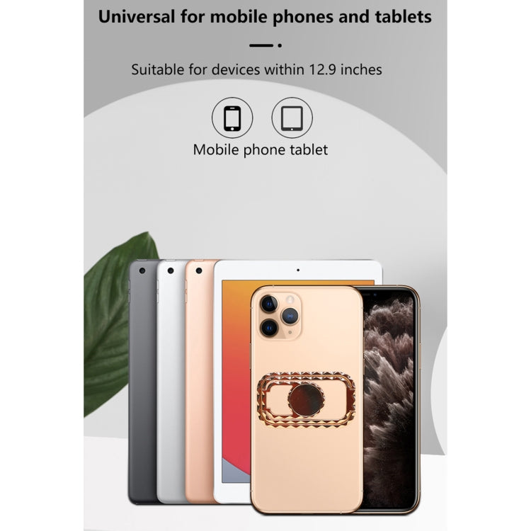 Zinc Alloy Double Ring Design Multi-function Folding Desktop Stand(Rose Gold)
