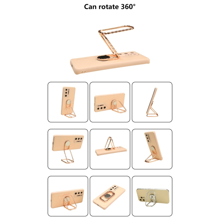 Zinc Alloy Double Ring Design Multi-function Folding Desktop Stand(Rose Gold)
