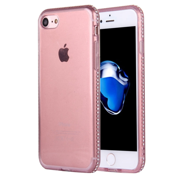 For  iPhone 8 & 7  Diamond Encrusted TPU Protective Back Case(Rose Gold)