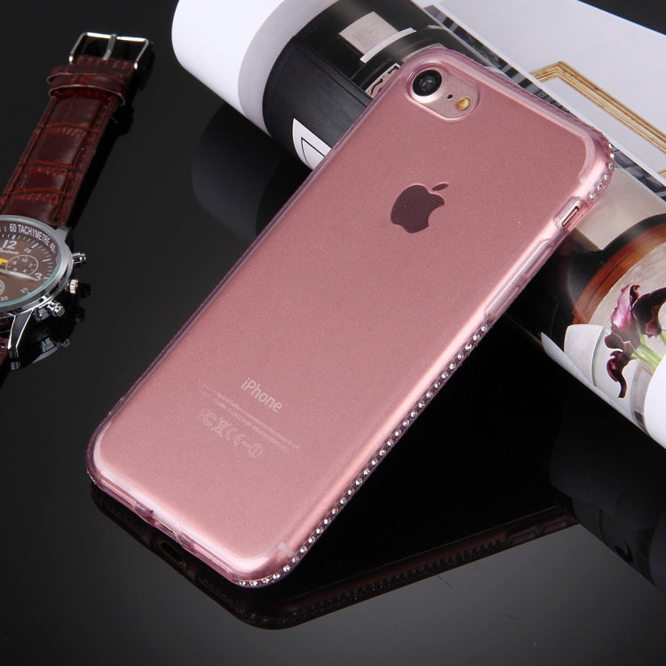 For  iPhone 8 & 7  Diamond Encrusted TPU Protective Back Case(Rose Gold)