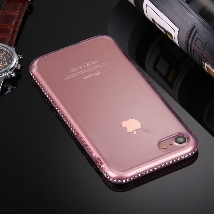 For  iPhone 8 & 7  Diamond Encrusted TPU Protective Back Case(Rose Gold)