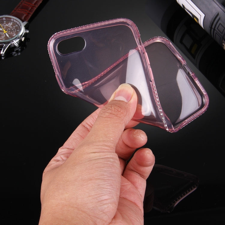 For  iPhone 8 & 7  Diamond Encrusted TPU Protective Back Case(Rose Gold)