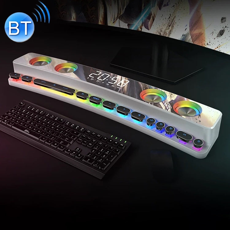 SOAIY SH39 Colorful Spectrum Lighting Effect + Mechanical Buttons + Clock Alarm + Battery Desktop Home Gaming Bluetooth Speaker