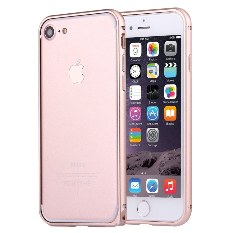 For  iPhone 8 & 7  Hippocampal Buckle Aluminum Alloy Bumper Frame(Rose Gold)