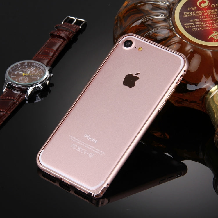 For  iPhone 8 & 7  Hippocampal Buckle Aluminum Alloy Bumper Frame(Rose Gold)