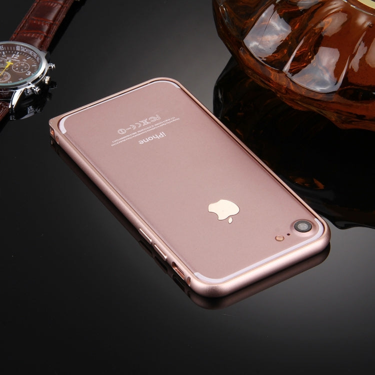 For  iPhone 8 & 7  Hippocampal Buckle Aluminum Alloy Bumper Frame(Rose Gold)