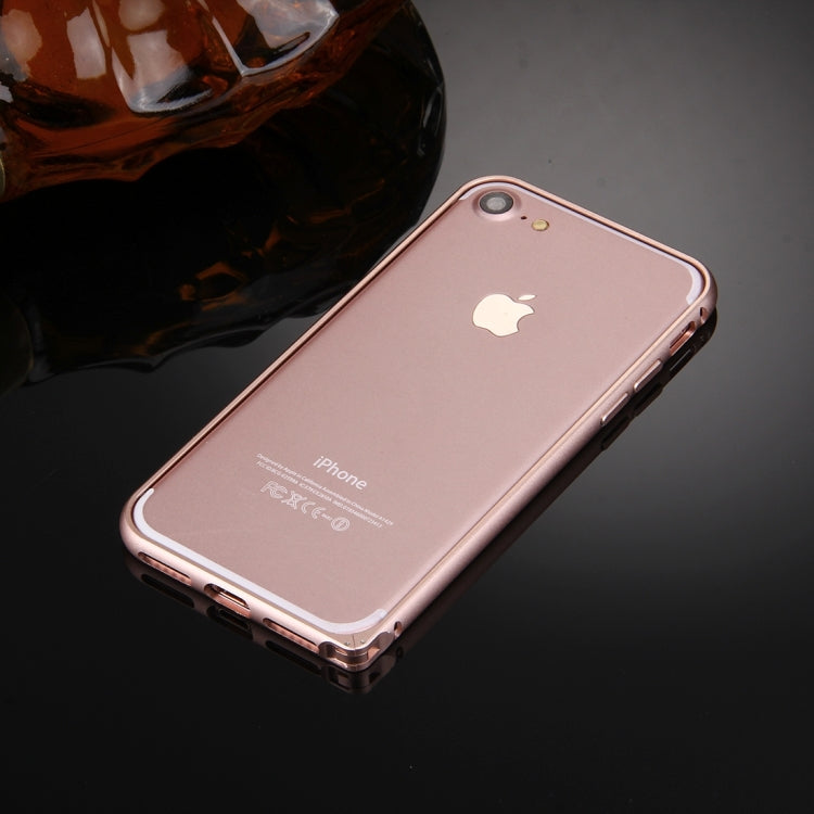 For  iPhone 8 & 7  Hippocampal Buckle Aluminum Alloy Bumper Frame(Rose Gold)
