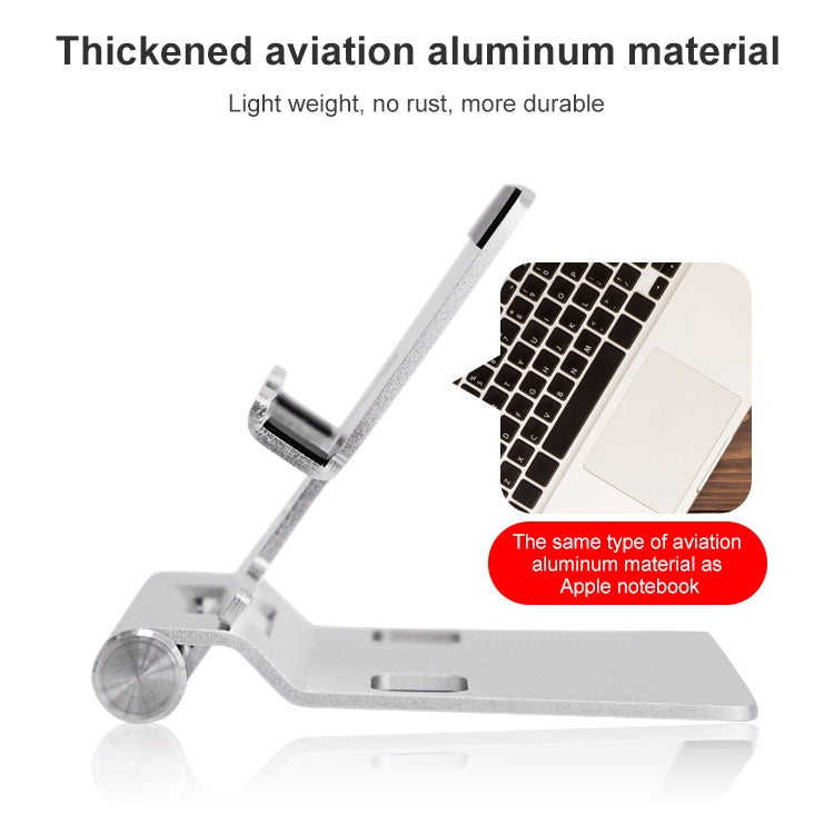 C1 Universal Foldable Multi-angle Hinge Aluminum Alloy Mobile Phone and Tablet Holder (Silver)