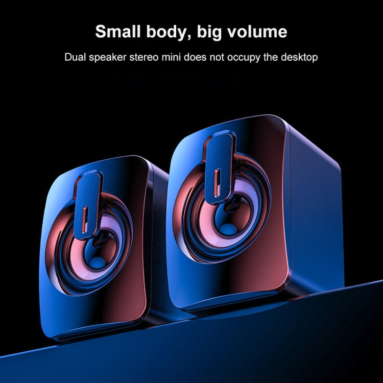 A2 USB 2.0 Wire-controlled Illuminated Mobile Phone Computer Mini Desktop Speaker(Black)
