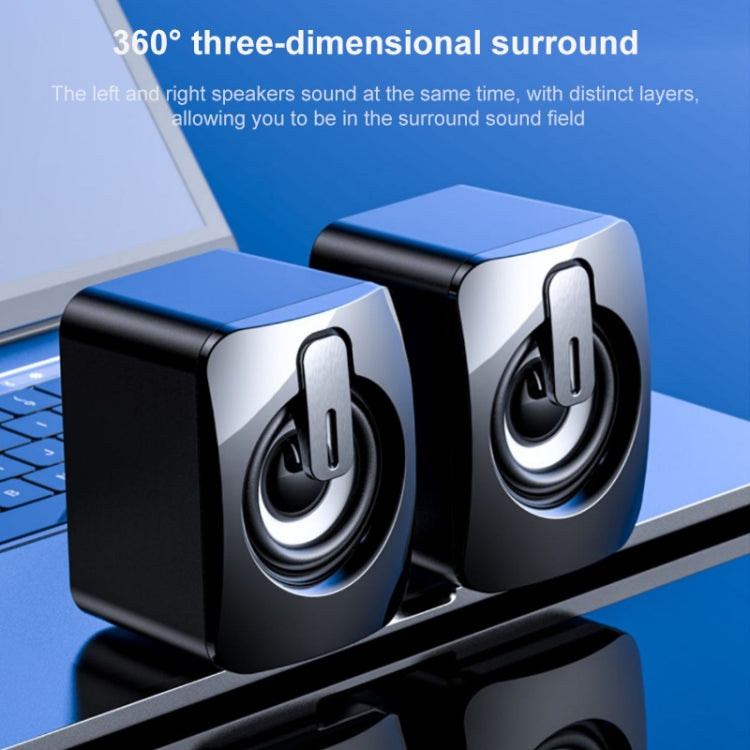 A2 USB 2.0 Wire-controlled Illuminated Mobile Phone Computer Mini Desktop Speaker(Black)