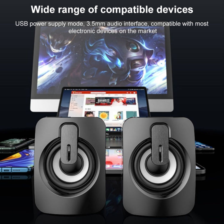 A2 USB 2.0 Wire-controlled Illuminated Mobile Phone Computer Mini Desktop Speaker(Black)