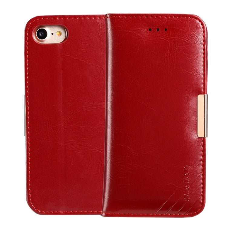 KALAIDENG ROYALE Series for  iPhone 8 & 7  TPU Magnetic Horizontal Flip Genuine Leather Case with Card Slots & Holder(Red)
