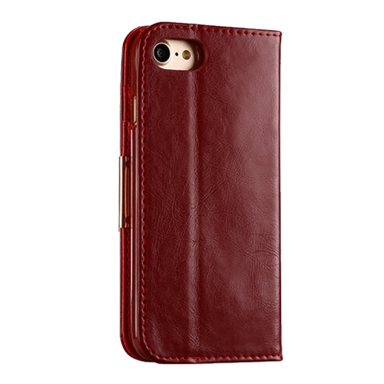 KALAIDENG ROYALE Series for  iPhone 8 & 7  TPU Magnetic Horizontal Flip Genuine Leather Case with Card Slots & Holder(Red)