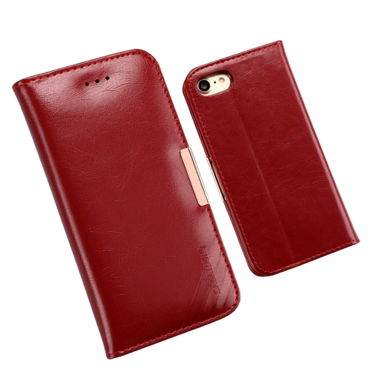 KALAIDENG ROYALE Series for  iPhone 8 & 7  TPU Magnetic Horizontal Flip Genuine Leather Case with Card Slots & Holder(Red)
